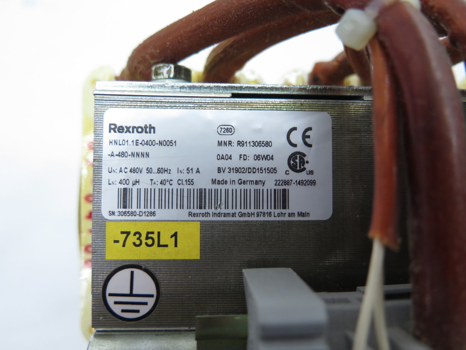 Rexroth HNL01.1E-0400-N0051-A-480-NNNN Indramat Mains Choke Line reactor - Advance Operations