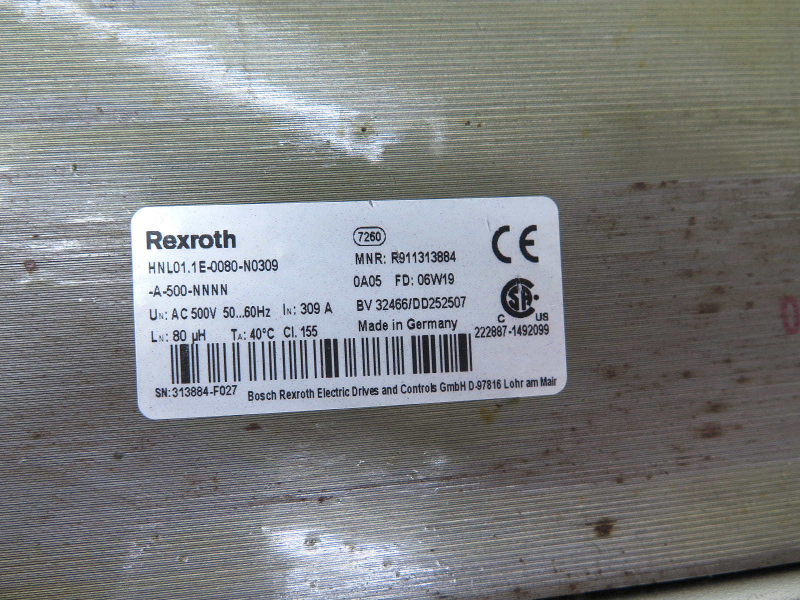 Rexroth HNL01.1E-0080-N0309-A-500-NNNN Indramat Mains Choke Reactor - Advance Operations