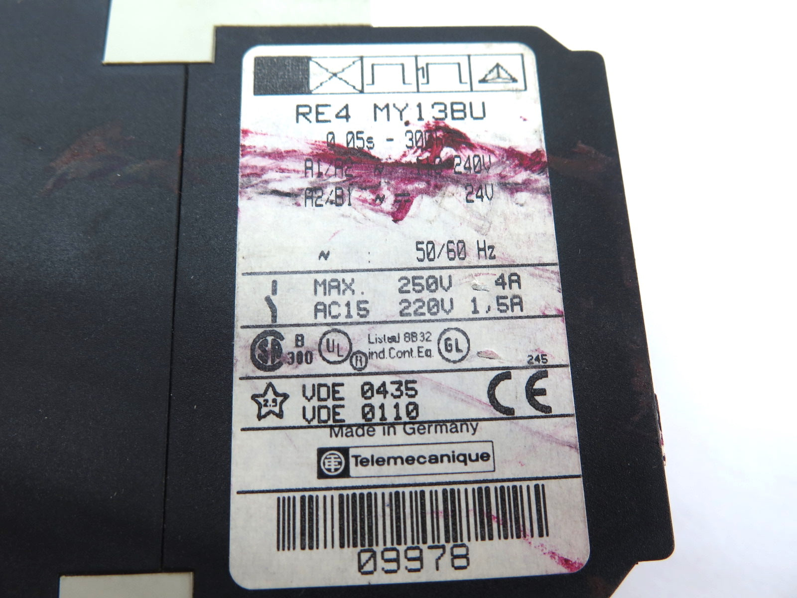 Telemecanique RE4 MY.13BU Time Relay 0.05-300h - Advance Operations