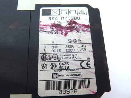 Telemecanique RE4 MY.13BU Time Relay 0.05-300h - Advance Operations