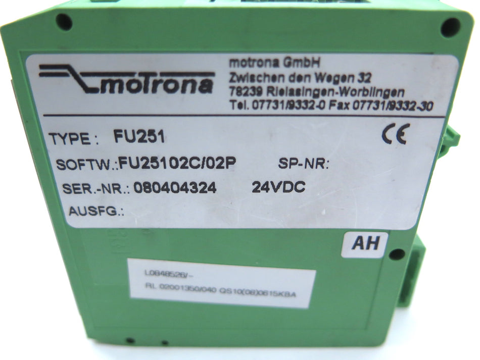 Motrona FU251 Converter - Advance Operations