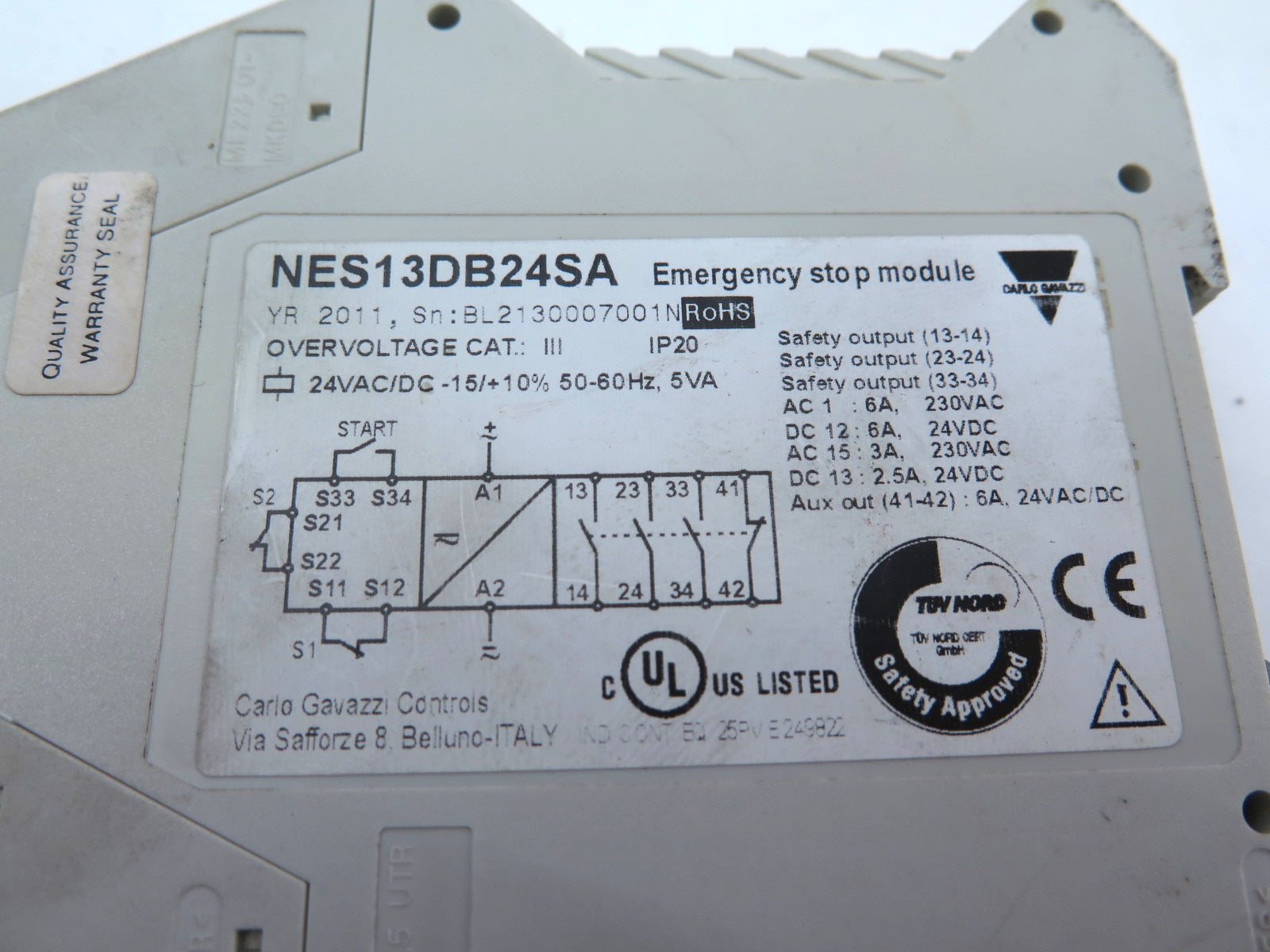 Carlo Gavazzi NES13DB24SA Emergency Stop Module - Advance Operations