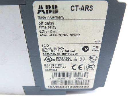 ABB CT-ARS 1SVR430120R0300 Delay Time Relay - Advance Operations
