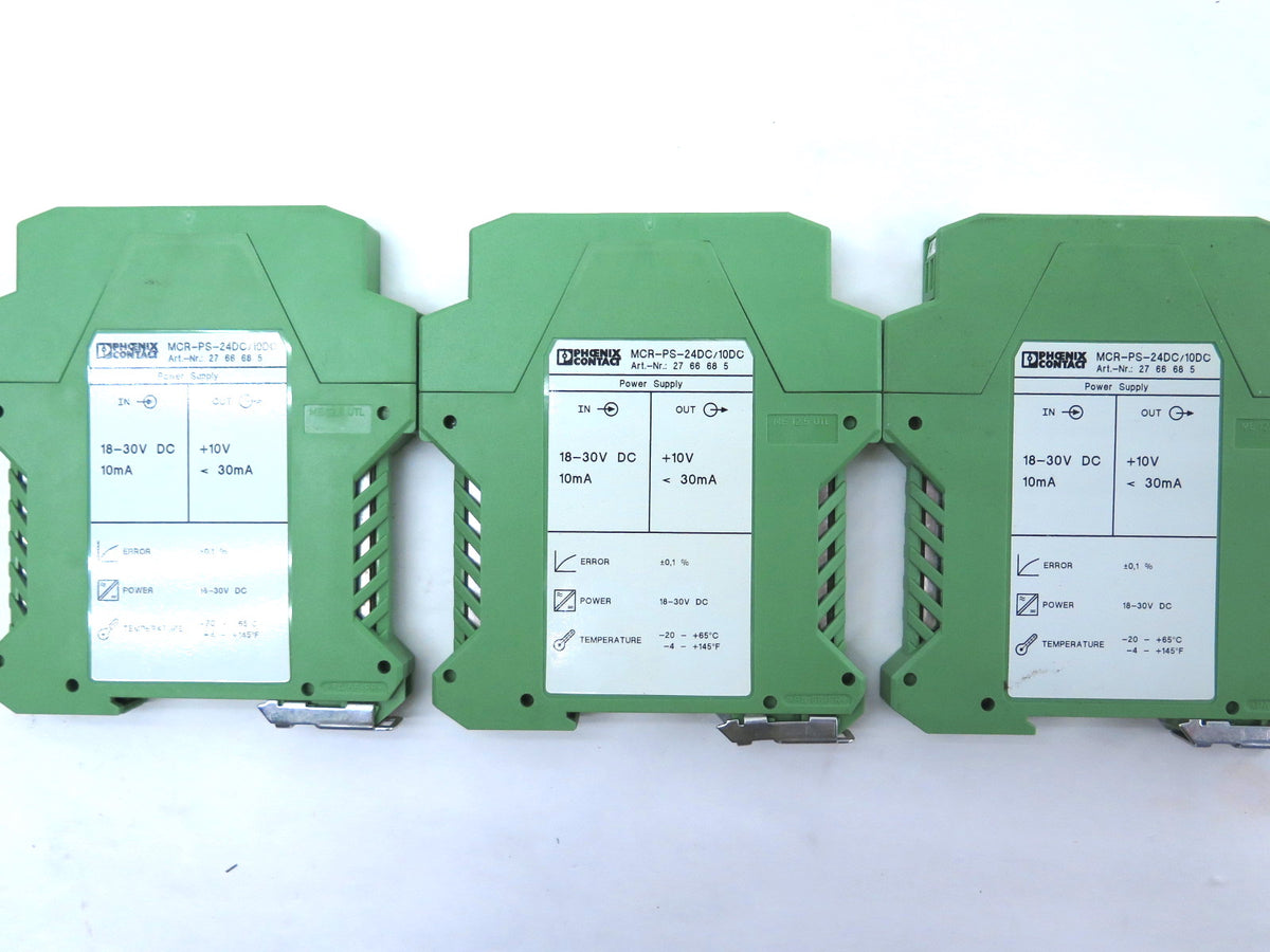 Phoenix Contact MCR-PS-24DC/10DC Signal Conditioner 2766685 - LOT OF 3 - Advance Operations
