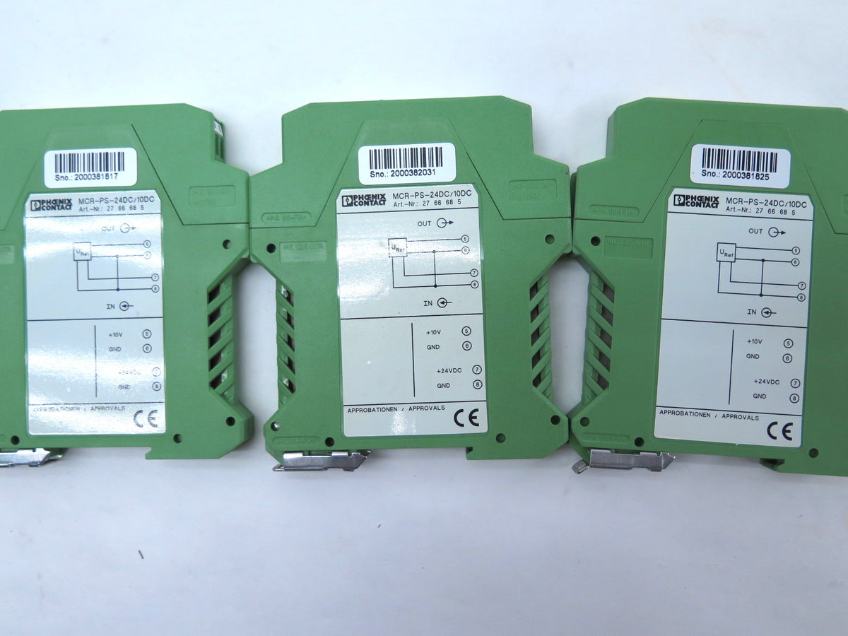 Phoenix Contact MCR-PS-24DC/10DC Signal Conditioner 2766685 - LOT OF 3 - Advance Operations