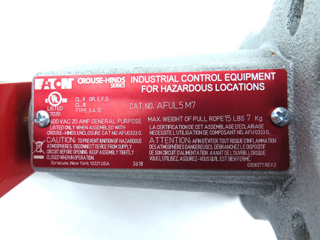 Eaton Cooper AFUL5 M7 Conveyor Control Switch Housing Assembly Left Hand End - Advance Operations