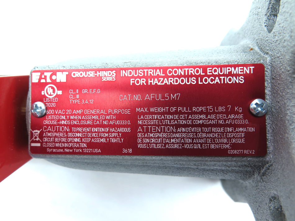 Eaton Cooper AFUL5 M7 Conveyor Control Switch Housing Assembly Left Hand End - Advance Operations