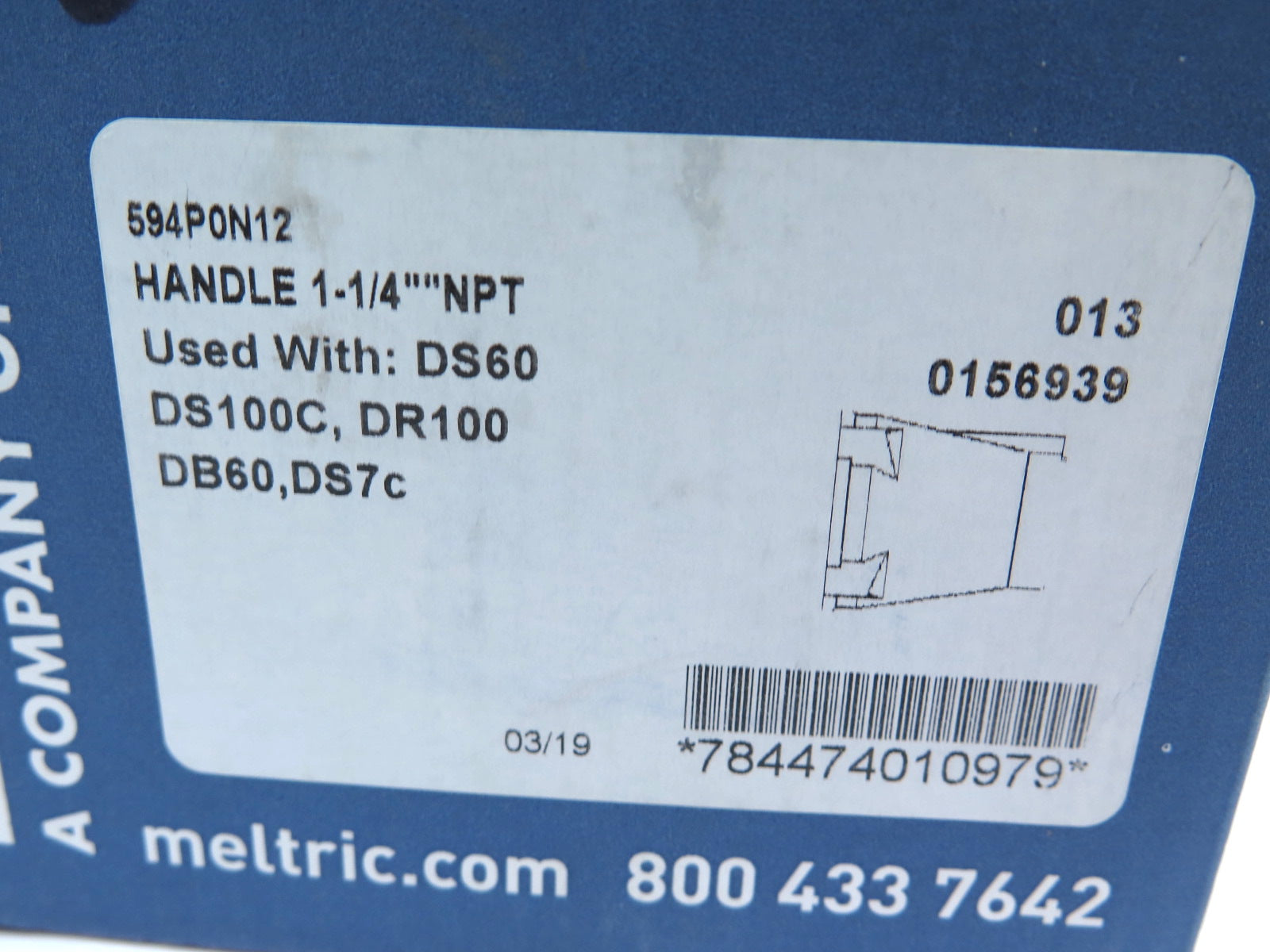 Meltric 594P0N12 Handle 1-1/4" NPT Used with DS60 DS100C DR100 DB60 DS7c - Advance Operations