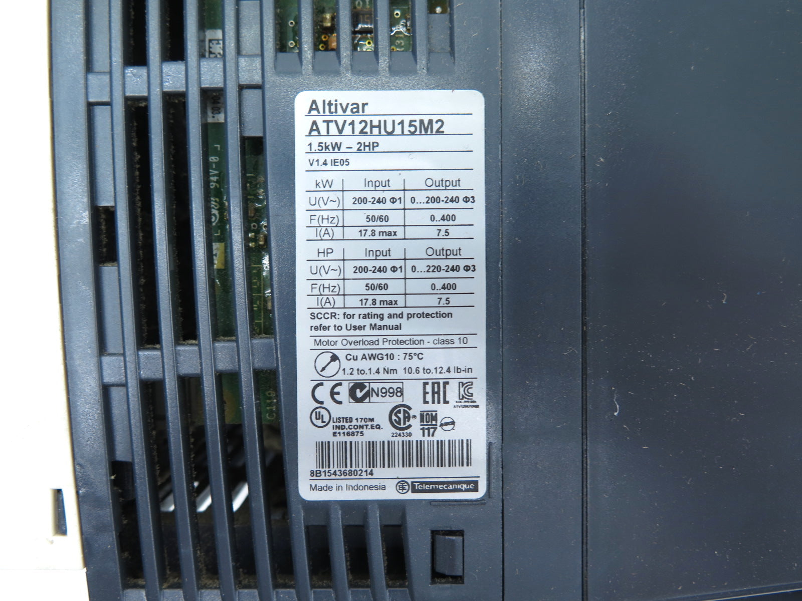 Schneider Electric ATV12HU15M2 Altivar Inverter Drive - Advance Operations