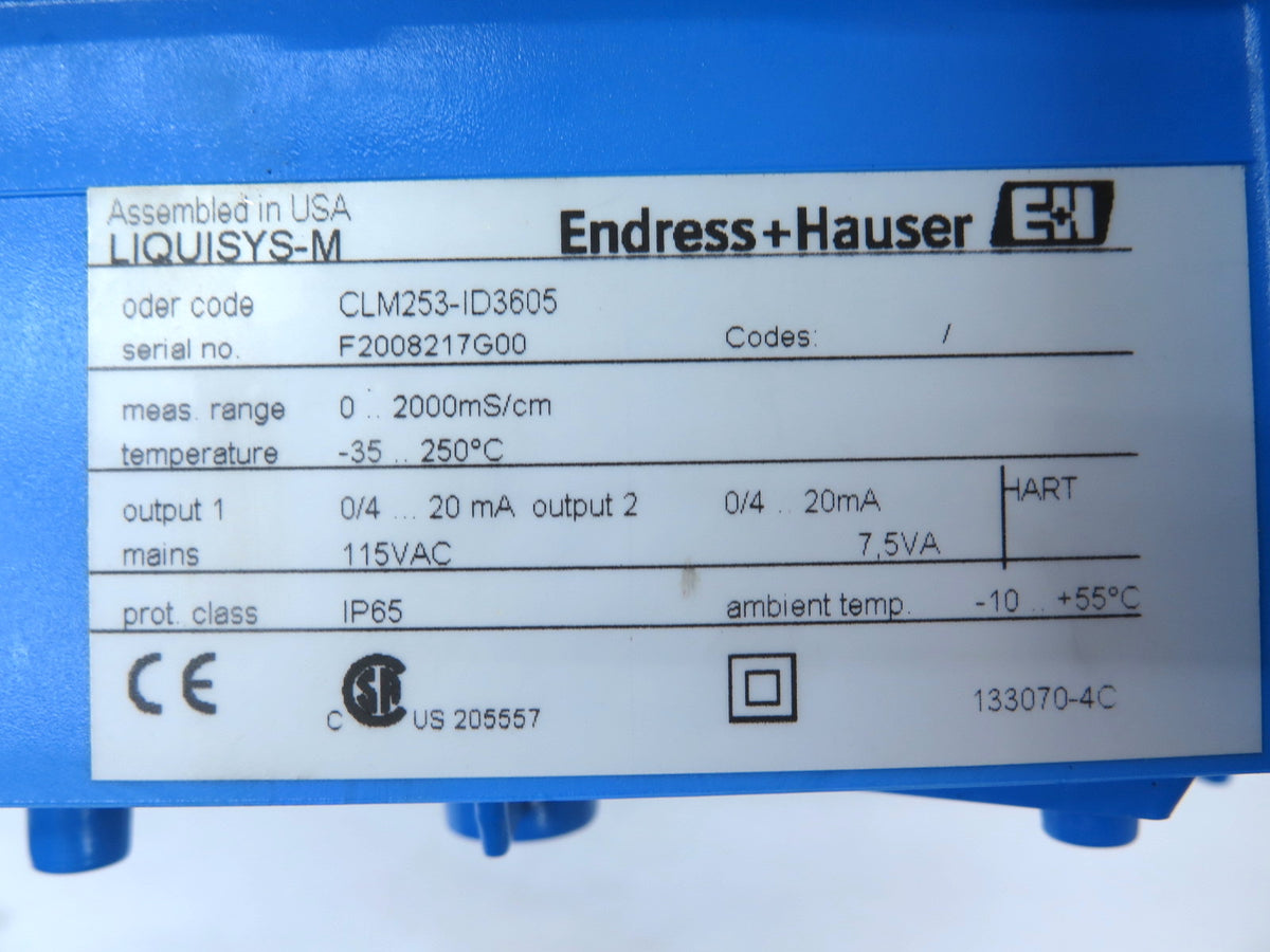 Endress + Hauser Liquisys-M CLM253-ID3605 Transmitters 115VAC - Advance Operations
