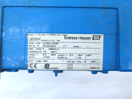Endress + Hauser CLM253-ID3605 Transmitters 115VAC **READ DESCRIPTION** - Advance Operations