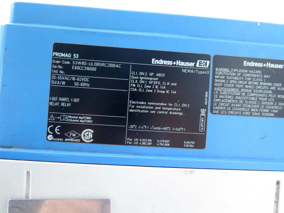Endress + Hauser 53W80-UL0B5RC2BBAC Promag53 Transmitter 20-55VAC 16-62VDC - Advance Operations