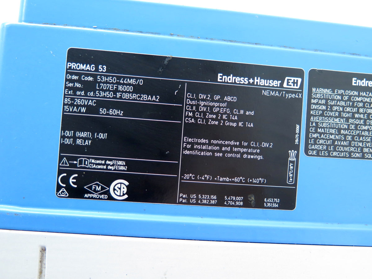 Endress + Hauser 53H50-44M6/0 Promag53 Transmitter 85-260VAC - Advance Operations