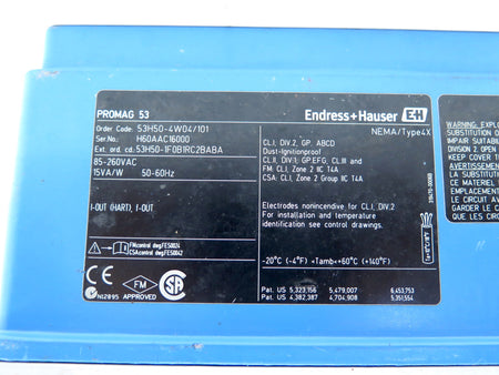 Endress + Hauser 53H50-4W04/101 Promag53 Transmitter 85-260VAC - Advance Operations