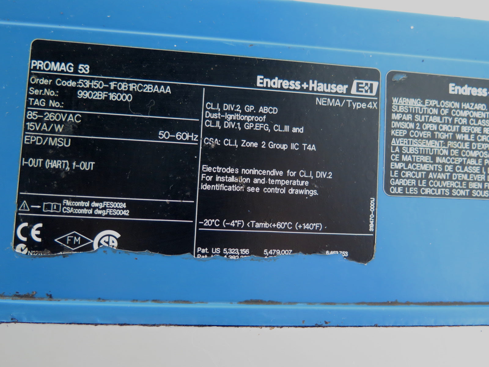 Endress + Hauser 53H50-1F0B1RC2BAAA Promag53 Transmitter 85-260VAC - Advance Operations
