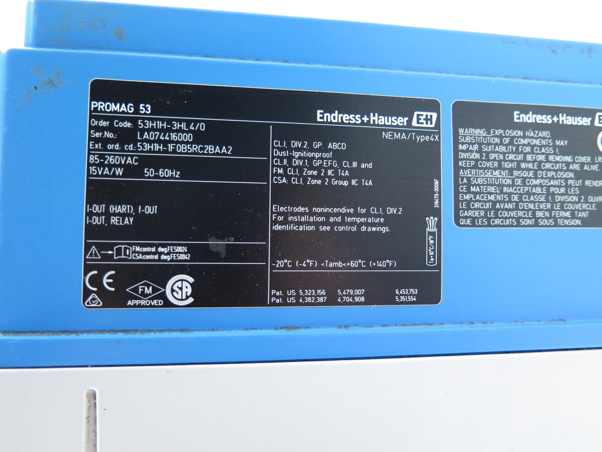 Endress + Hauser 53H1H-3HL4/0 Promag53 Transmitter 85-260VAC - Advance Operations