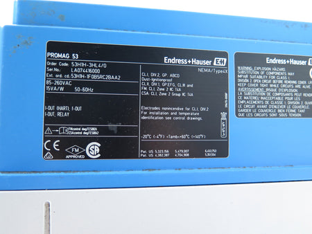 Endress + Hauser 53H1H-3HL4/0 Promag53 Transmitter 85-260VAC - Advance Operations