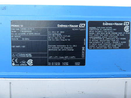 Endress + Hauser 53H80-2V75/0 Promag53 Transmitter 85-260VAC - Advance Operations