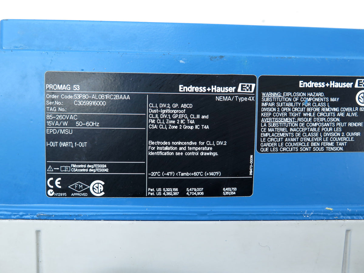 Endress + Hauser 53P80-AL0B1RC2BAAA Promag53 Transmitter 85-260VAC - Advance Operations