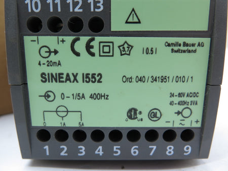 Camille Bauer Sineax 1552 Current Transducer 1/5A - Advance Operations
