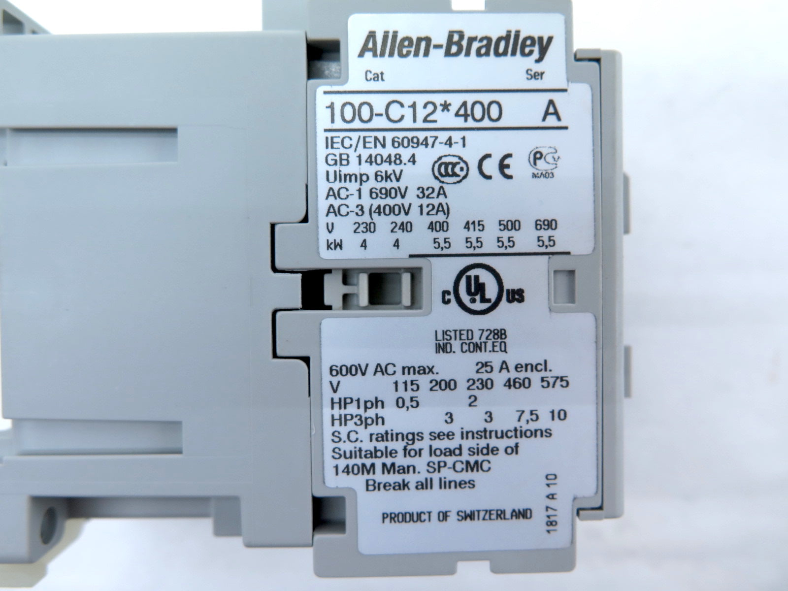 Allen-Bradley 100-C12D400 Contactor Ser.A 600VAC Max - Advance Operations