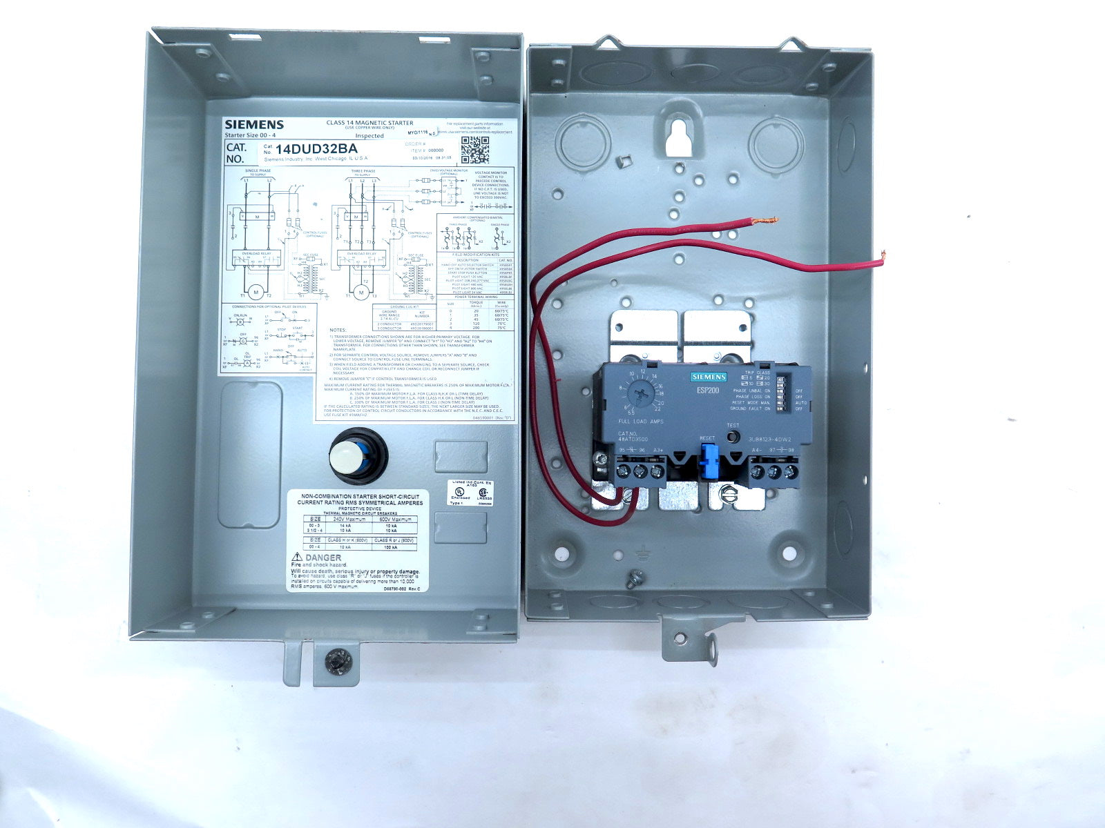 Siemens 14DUD32BA Magnetic Motor Starter NEMA 1 - Advance Operations
