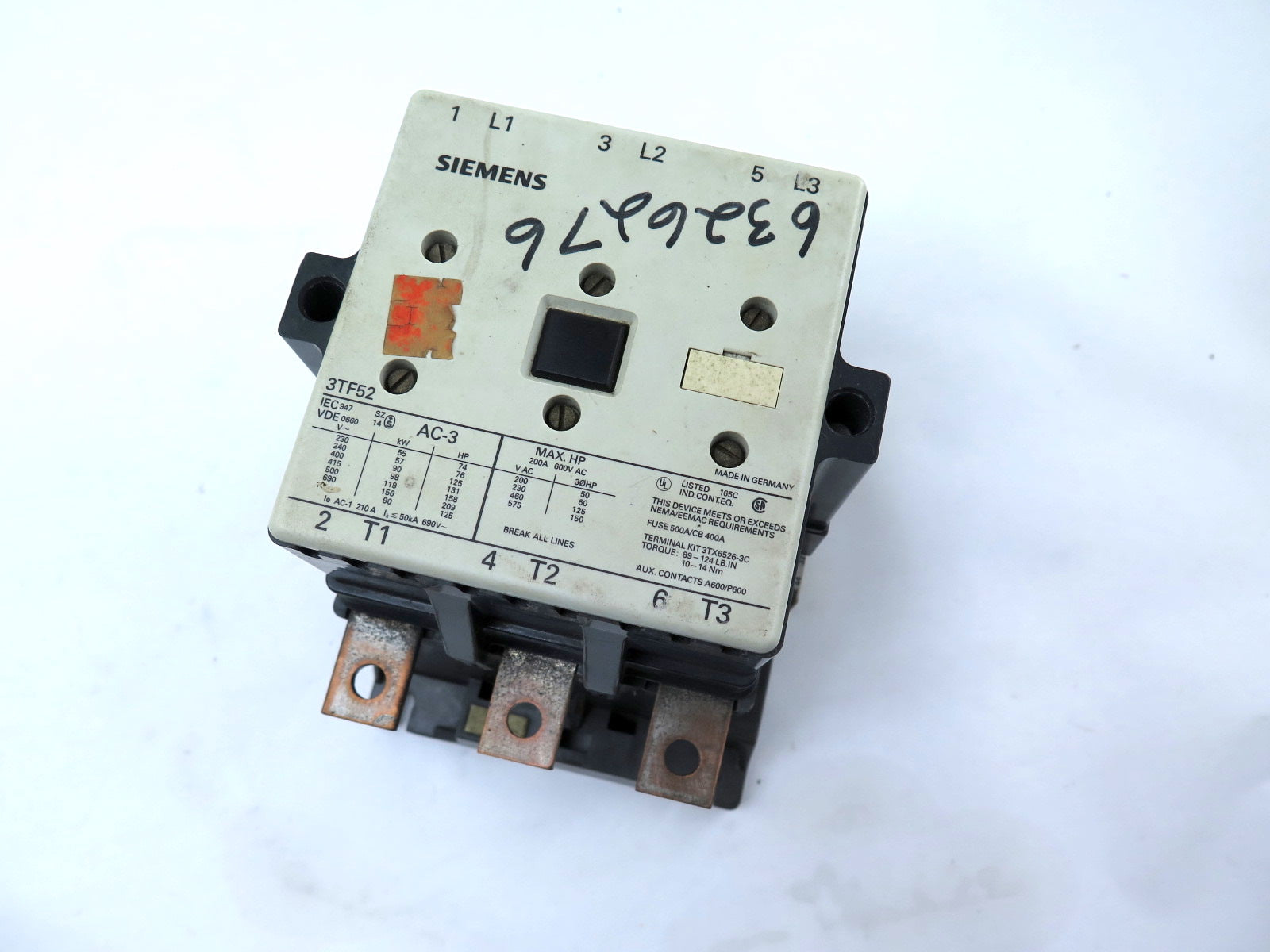 Siemens 3TF5222-OAK6 Contactor Coil 120V - Advance Operations