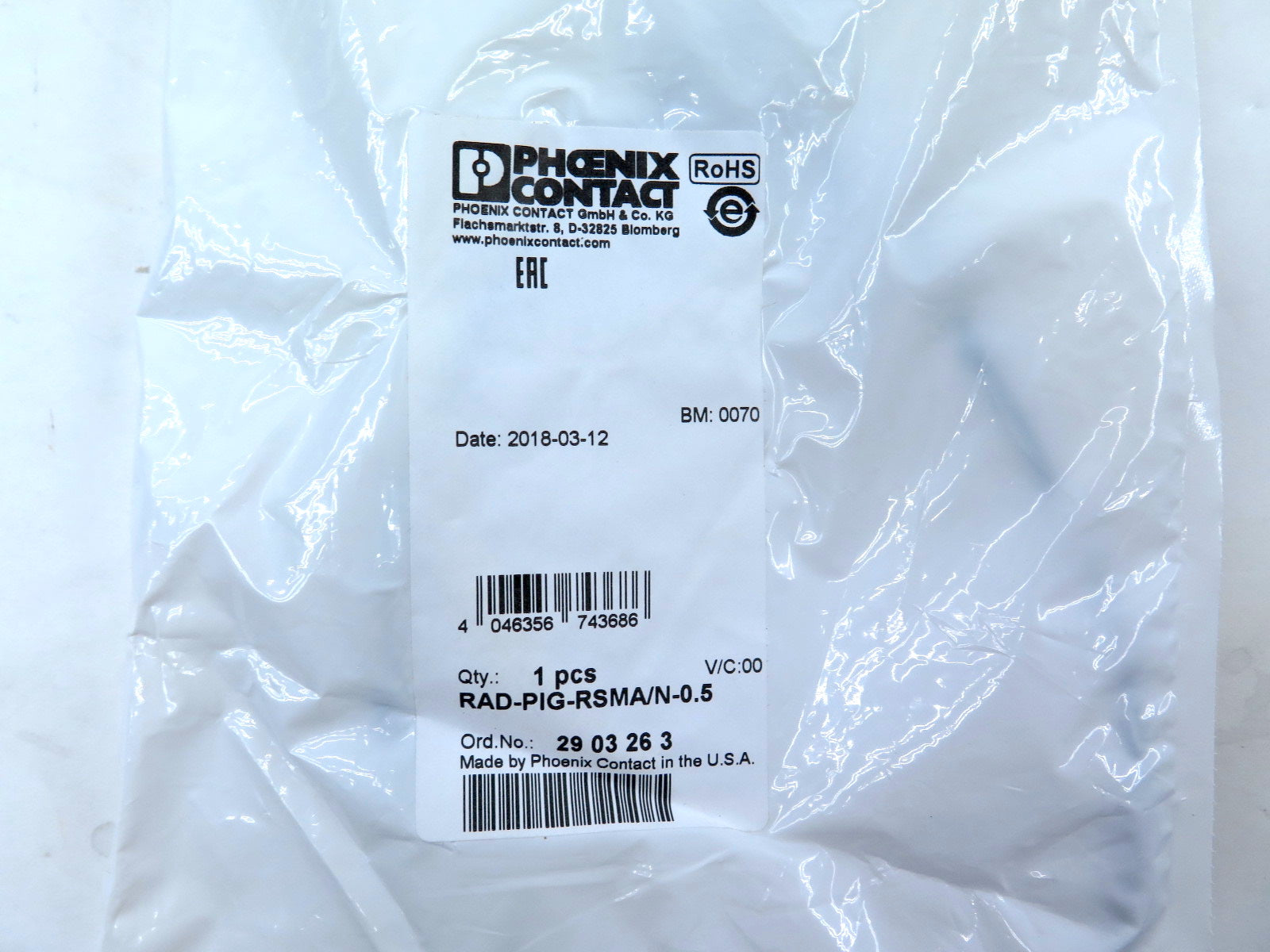 Phoenix Contact RAD-PIG-RSMA/N-0.5 Antenna Cable - Advance Operations