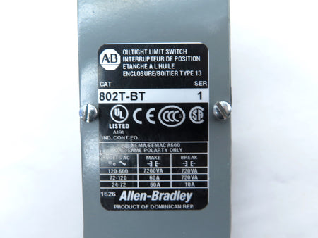 Allen-Bradley 802T-BT Limit Switch Ser.1 - Advance Operations