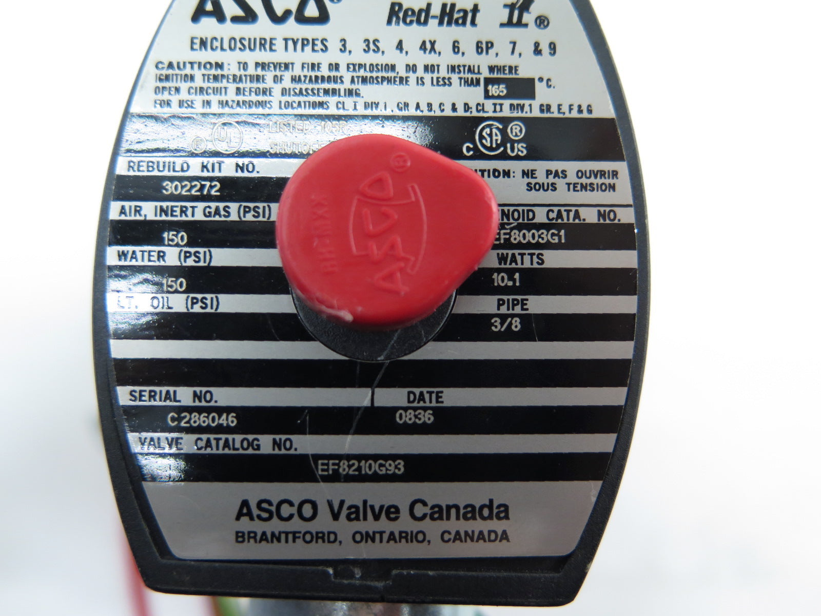 Asco EF8210G93 Solenoid Valve 2Way 3/8"NPT - Advance Operations