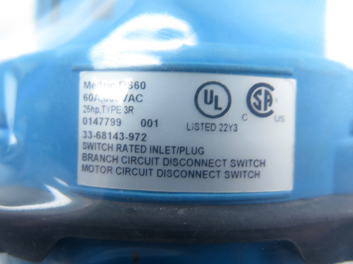Meltric 33-68143-972 DS60 Male Pin Sleeve Connector - Advance Operations