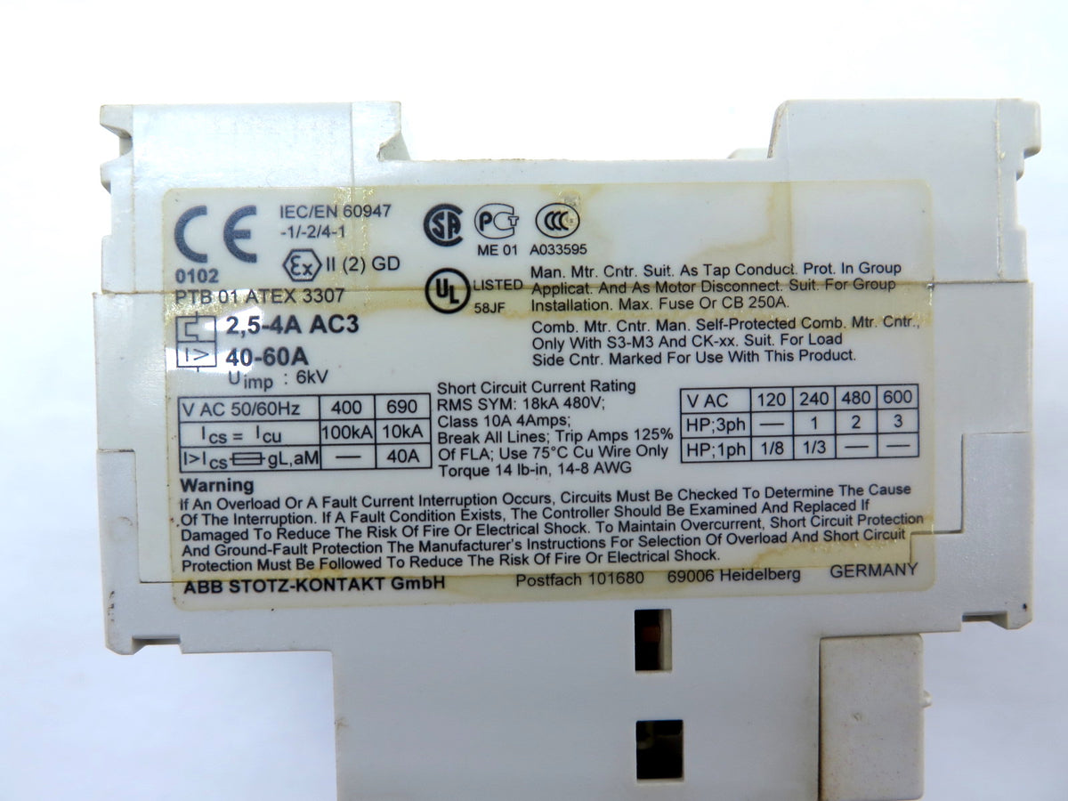 ABB MS325-4A Engine Protection Motor Circuit Breaker - Advance Operations