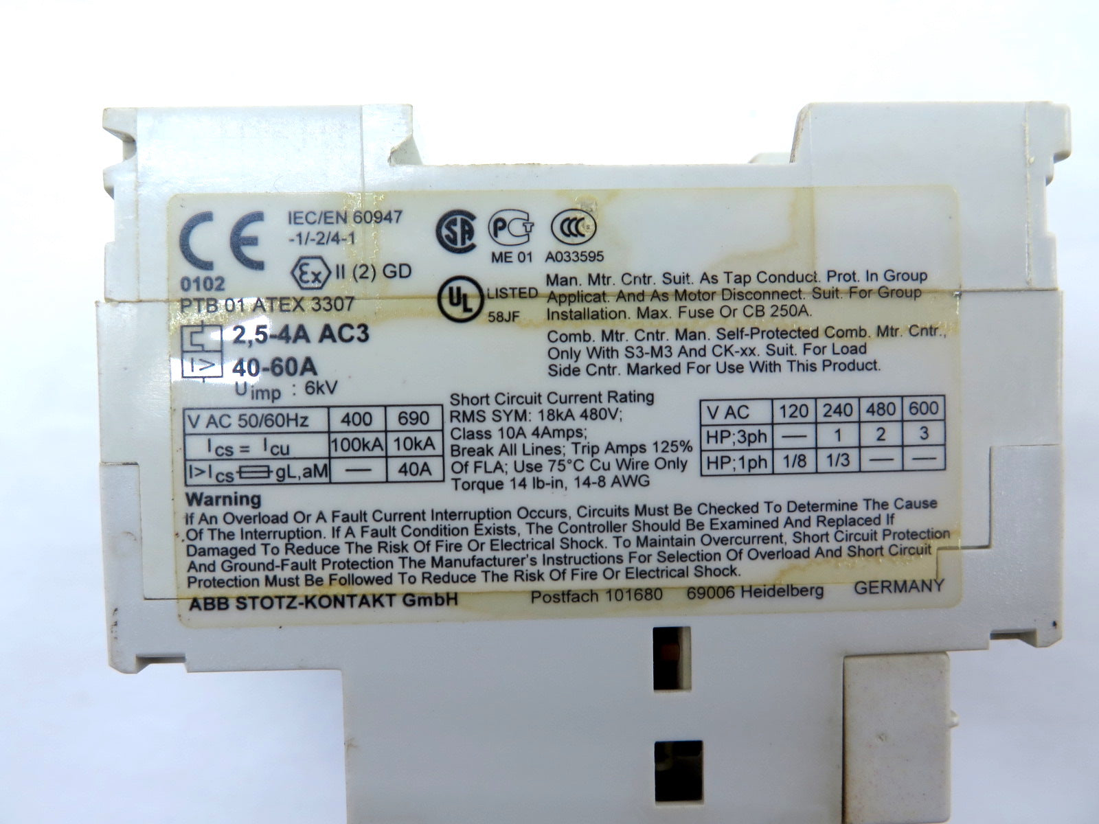 ABB MS325-4A Engine Protection Motor Circuit Breaker - Advance Operations