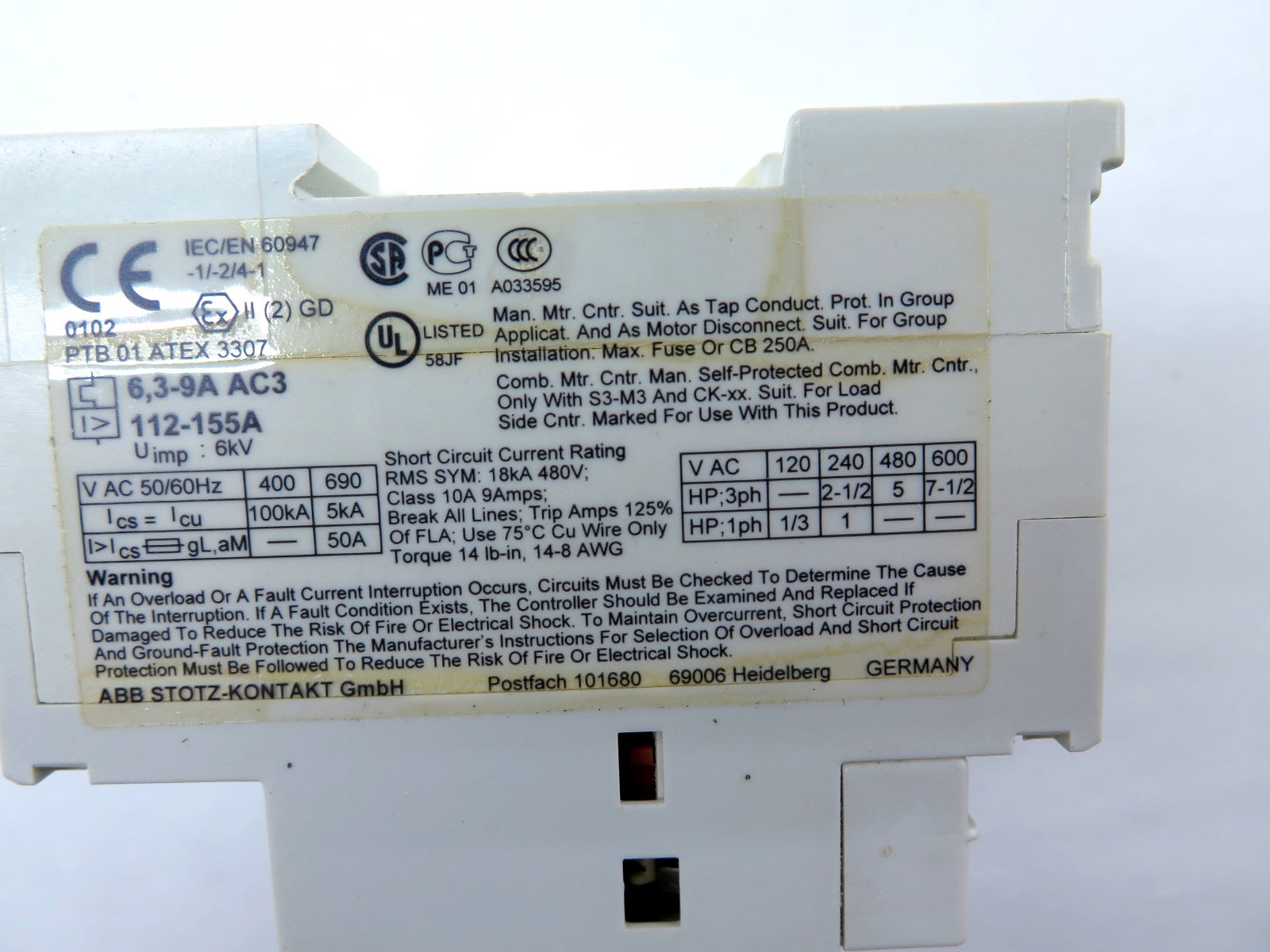 ABB MS325-9A Engine Protection Motor Circuit Breaker - Advance Operations