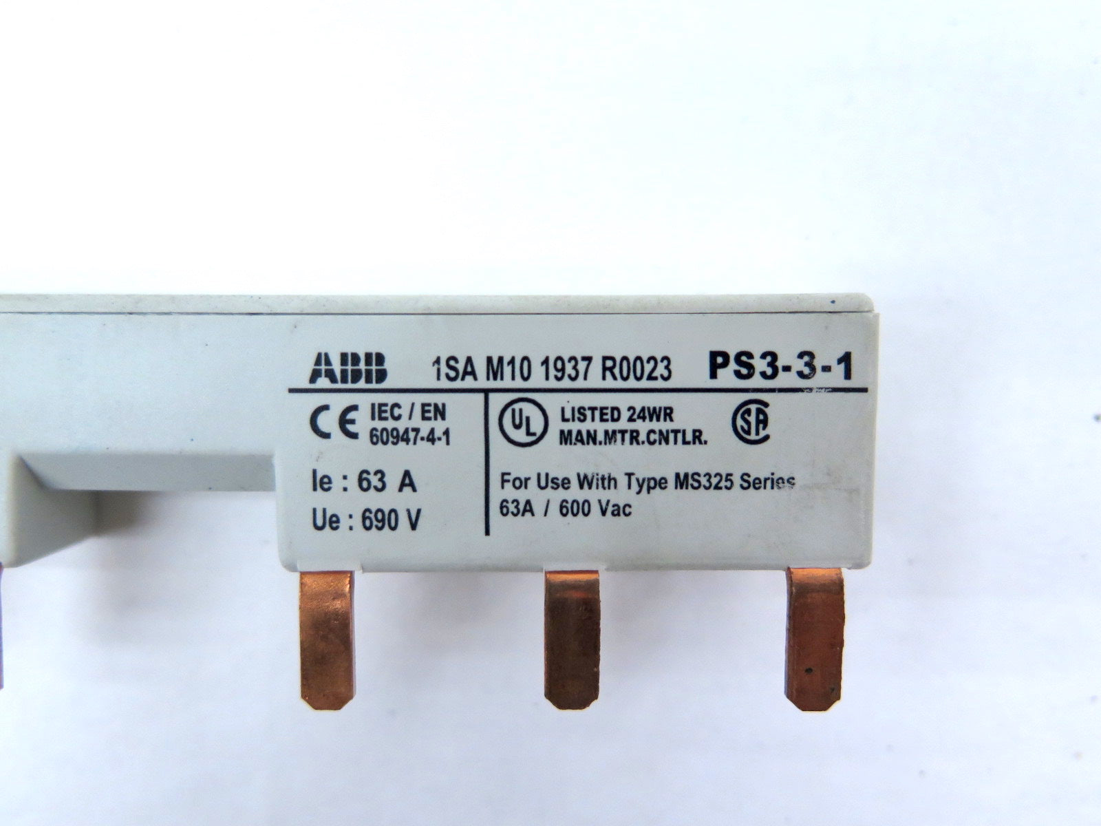ABB 1SA M101937R0023 3-Phase Connection Bar PS3-3-1 600VAC 63A - Advance Operations