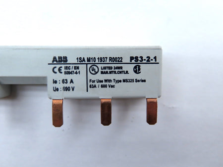 ABB 1SA M101937R0022 Bus Bar PS3-2-1 600VAC 63A 3-Phase**LOT OF 2** - Advance Operations