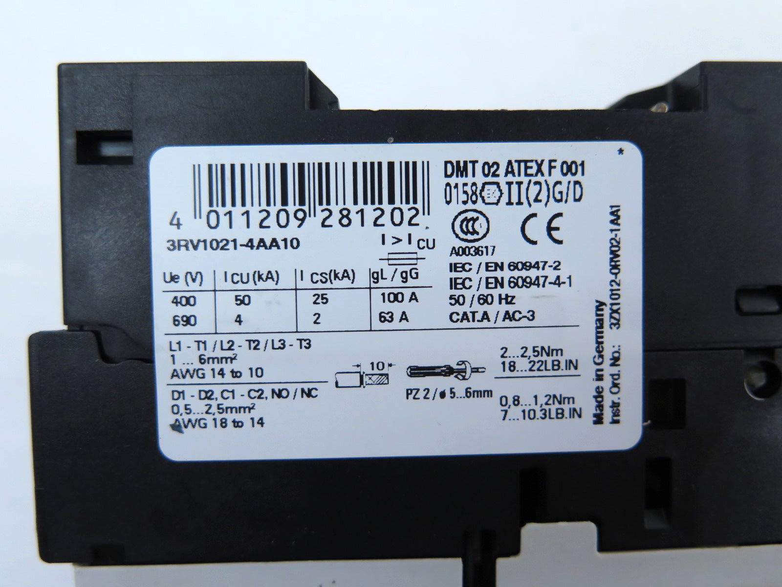 Siemens 3RV1021-4AA10 Motor Starter **LOT OF 2** - Advance Operations