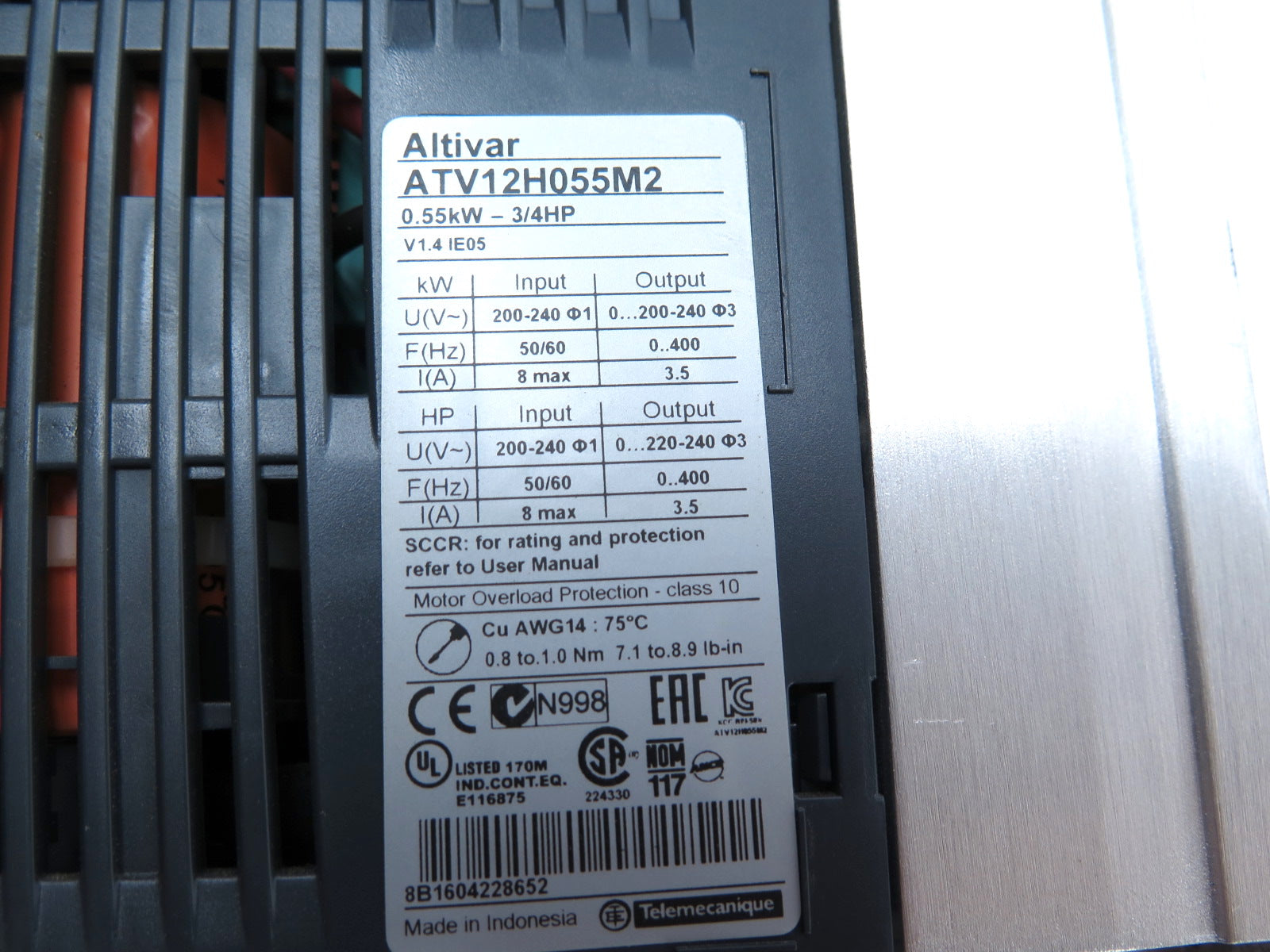 Schneider ATV12H055M2 Inverter 0.55kW 3/4HP 200-240V - Advance Operations