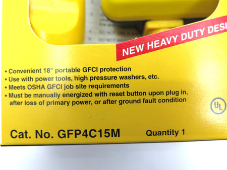 Hubbell GFP4C15M Circuit Guard 18in Portable GFCI - Advance Operations