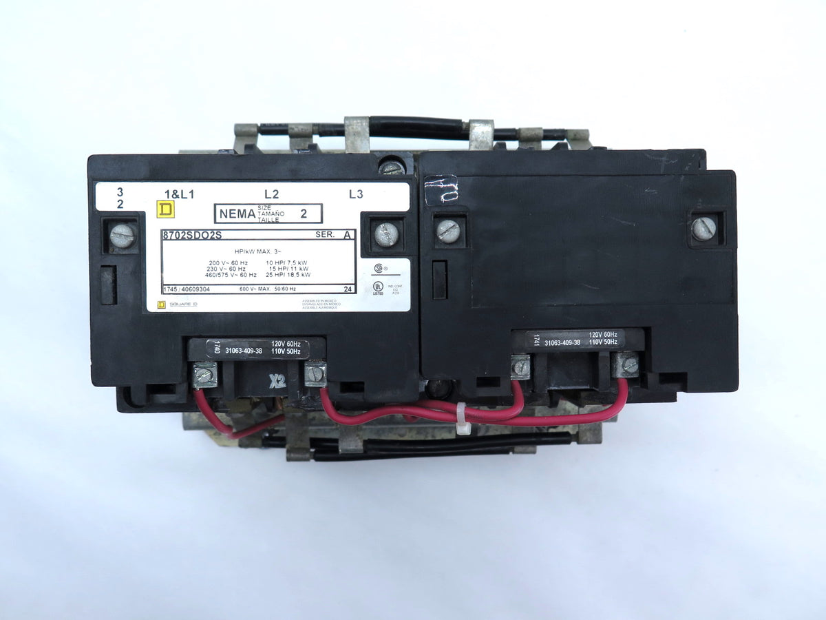 Square D 8702SD02S Reversing Contactor Size.2 Ser.A 600V MAX 25HP - Advance Operations