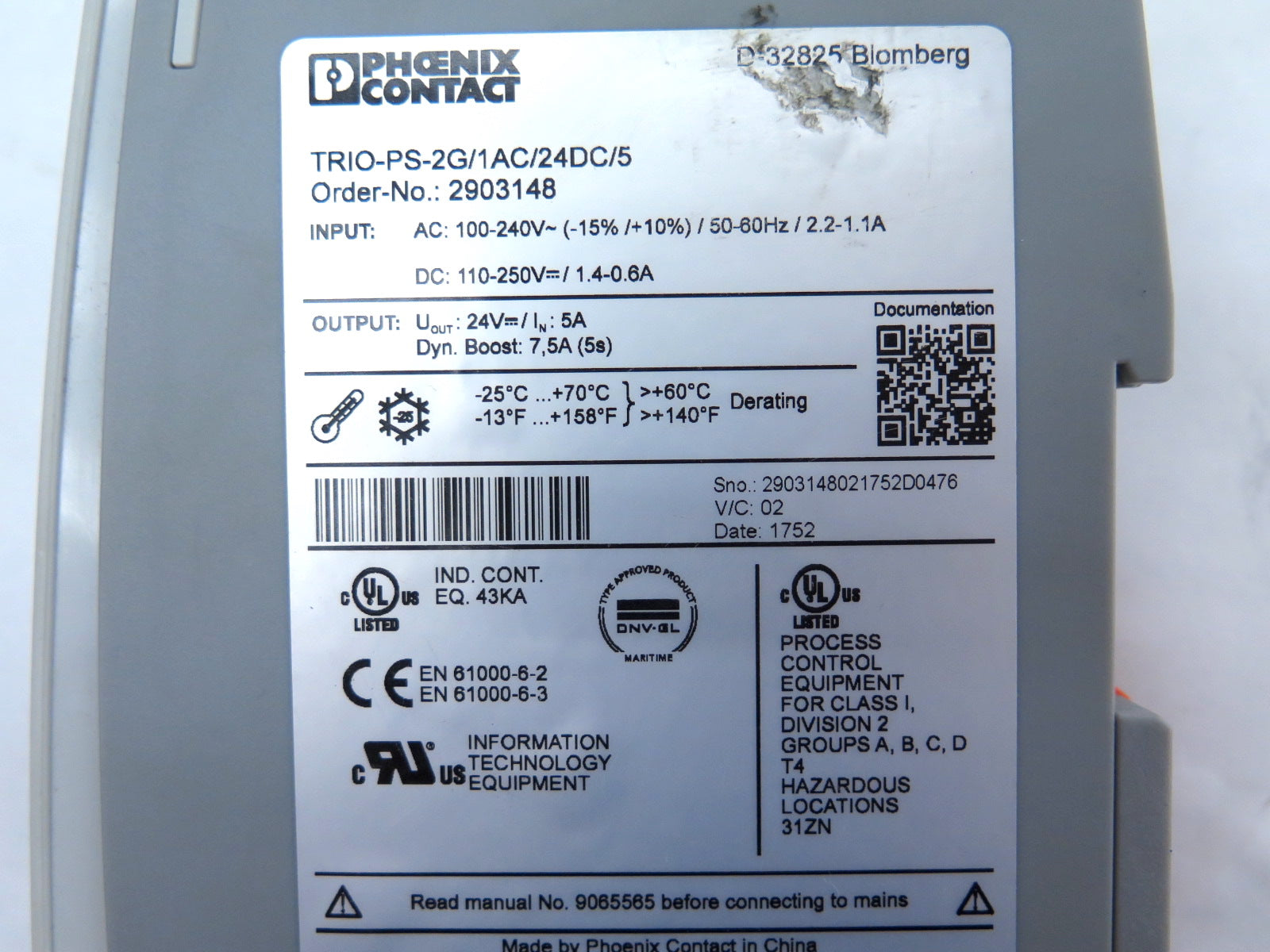 Phoenix Contact TRIO-PS-2G/1AC/24DC/5 Trio Power Supply - Advance Operations