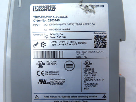 Phoenix Contact TRIO-PS-2G/1AC/24DC/5 Trio Power Supply - Advance Operations