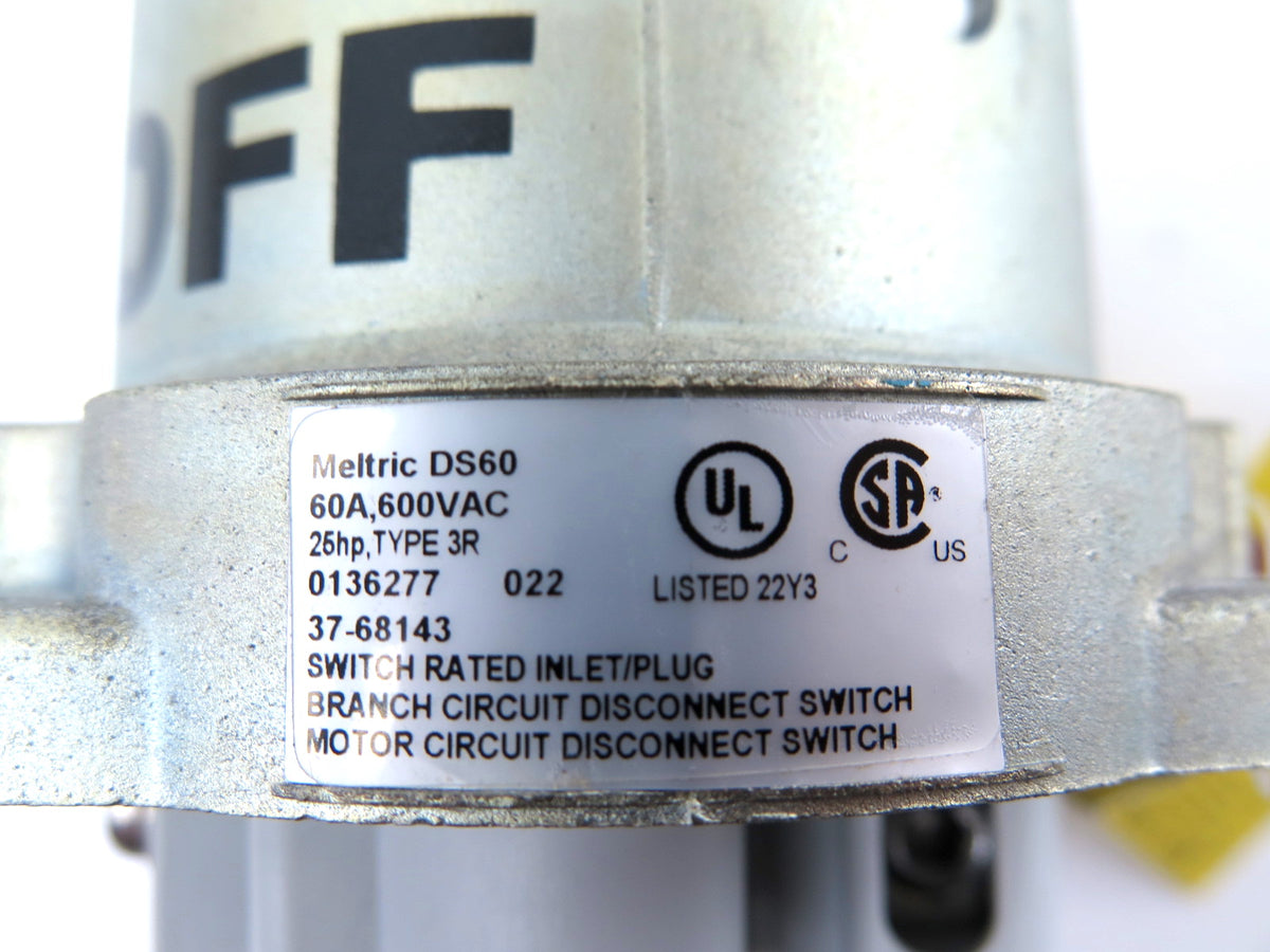 Meltric 37-68143 DS60 Switch Rated Inlet Plug - Advance Operations