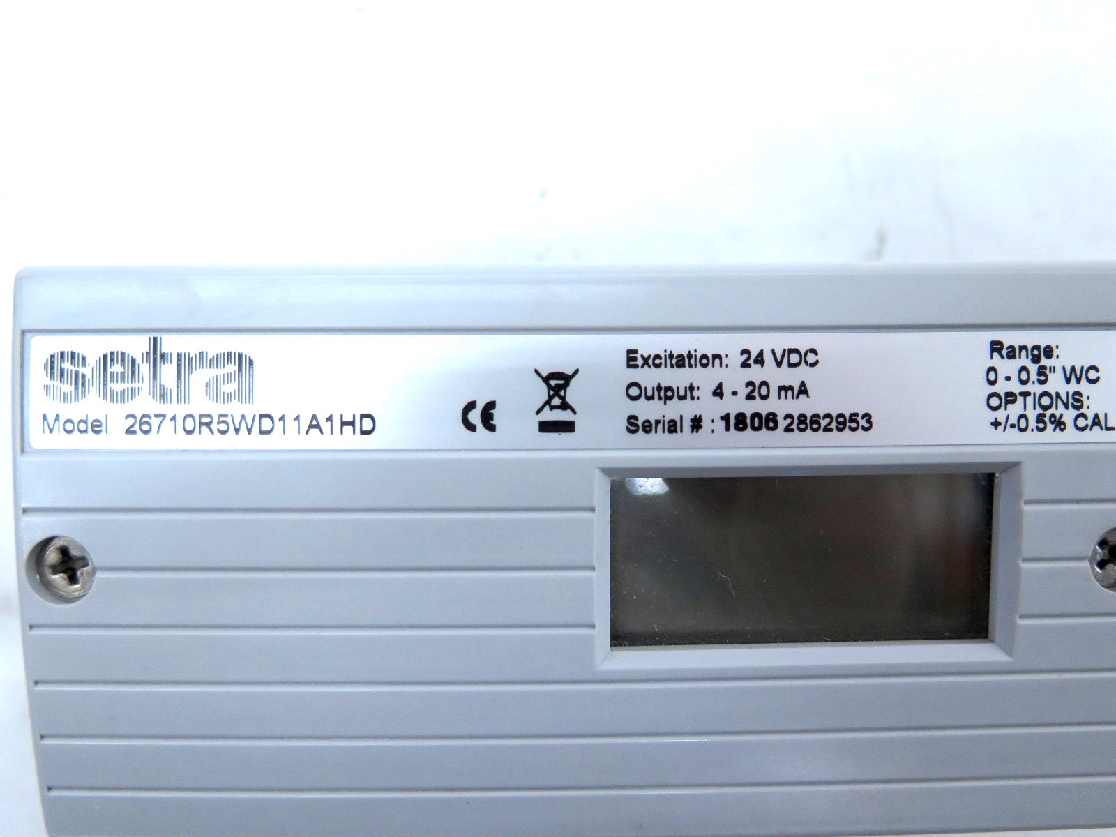 Setra 26710R5WD11A1HD Differential Pressure Transducer Model.267 0-0.5"WC +/-0 - Advance Operations