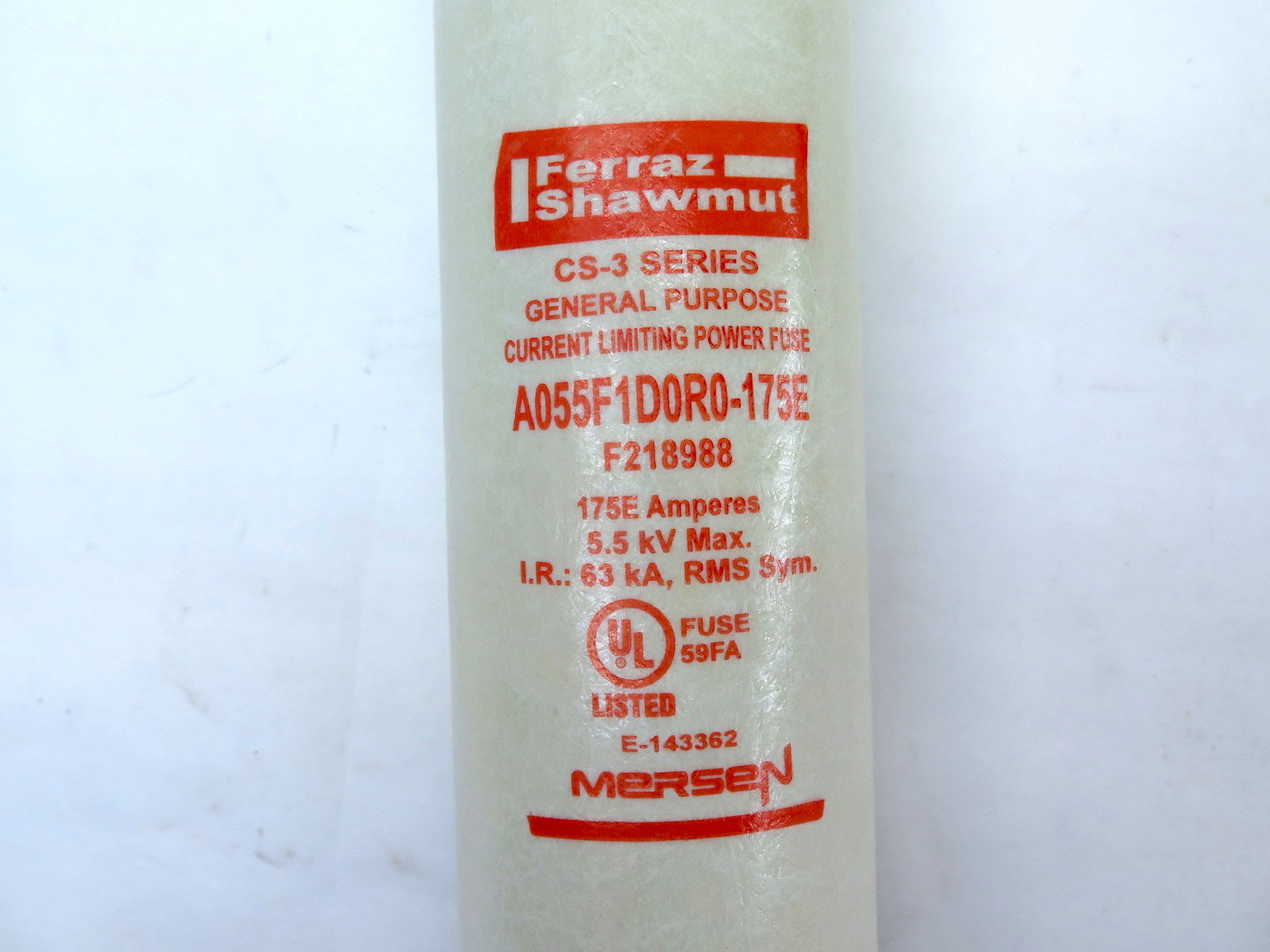 Ferraz Shawmut A055F1D0R0-175E Fuse CS-3 Series 175E A. 5.5kV - Advance Operations
