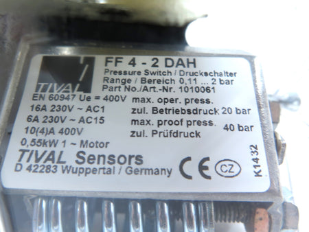 Junker ff4-2dah Pressure Switch - Advance Operations
