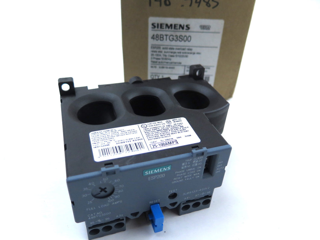 Siemens 48BTG3S00 Solid State Overload Relay 3-Phase 25-100A