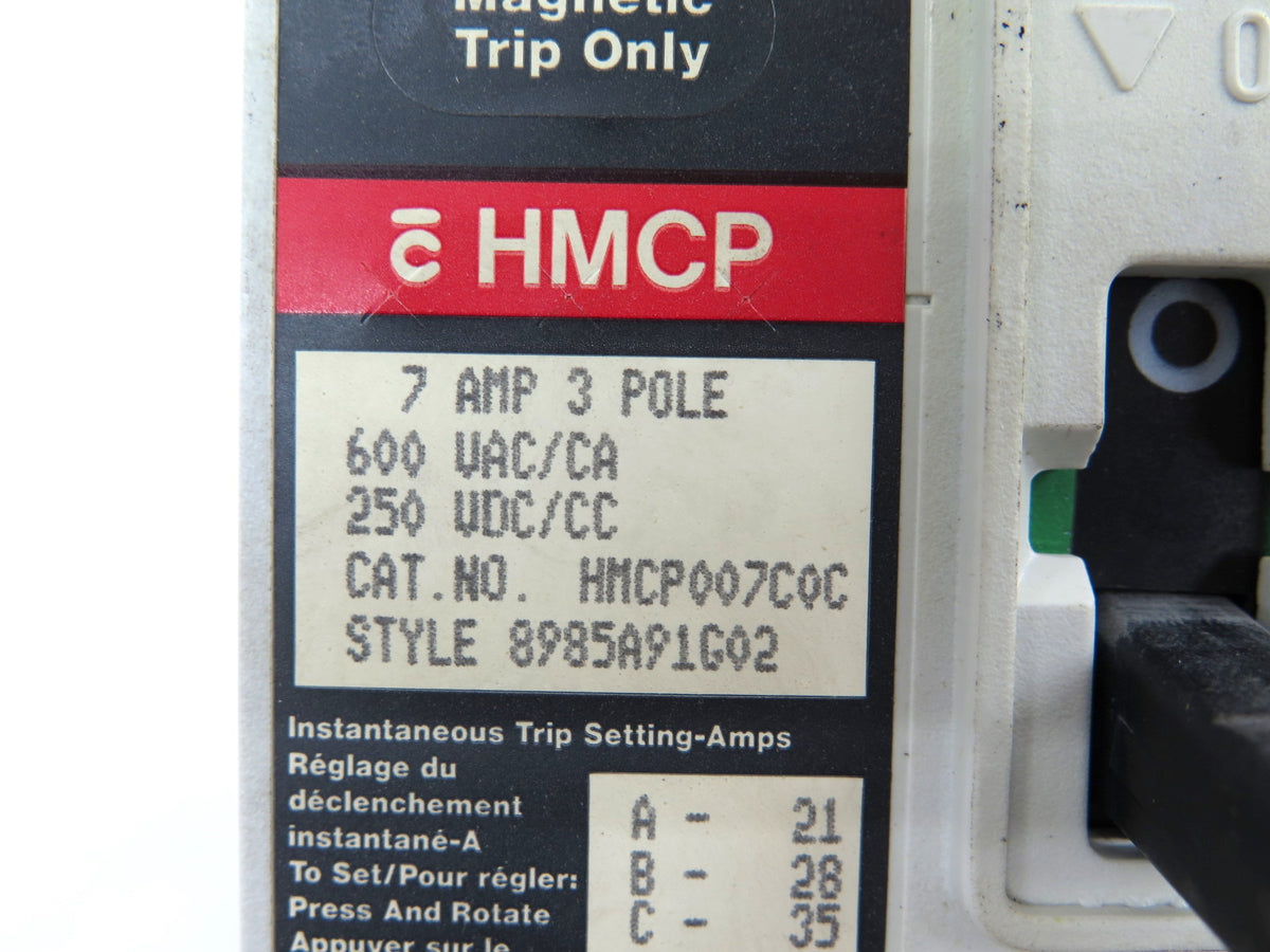 Westinghouse HMCP007C0C 3-Pole Circuit Breaker 7AMP 600VAC - Advance Operations