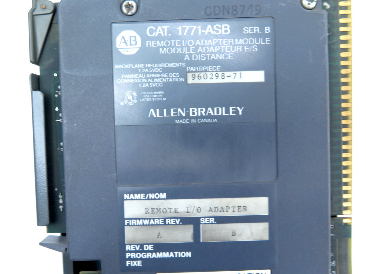 Allen-Bradley 1771-ASB Remote I/O Adapter Module Ser.B - Advance Operations