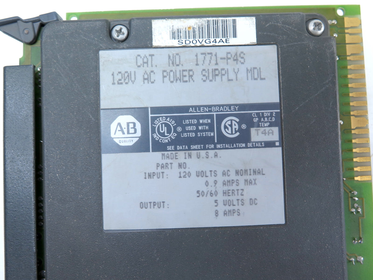 Allen-Bradley 1771-P4S 120V AC Power Supply MDL - Advance Operations